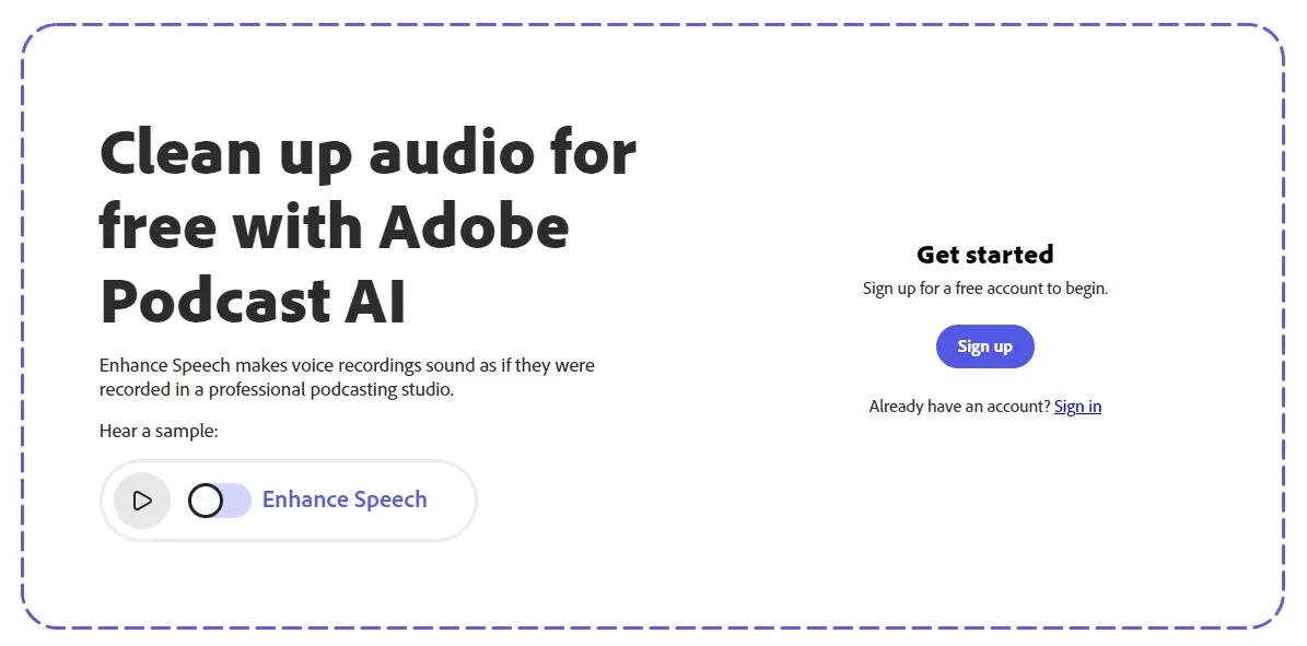 Adobe audio enhancer podcast ai tools