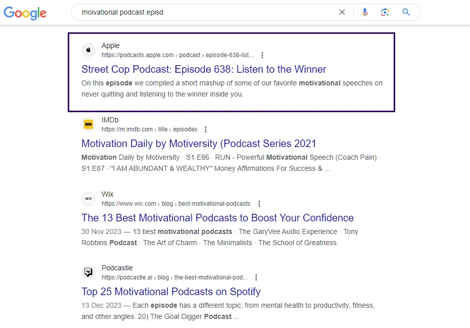 podcast episode search