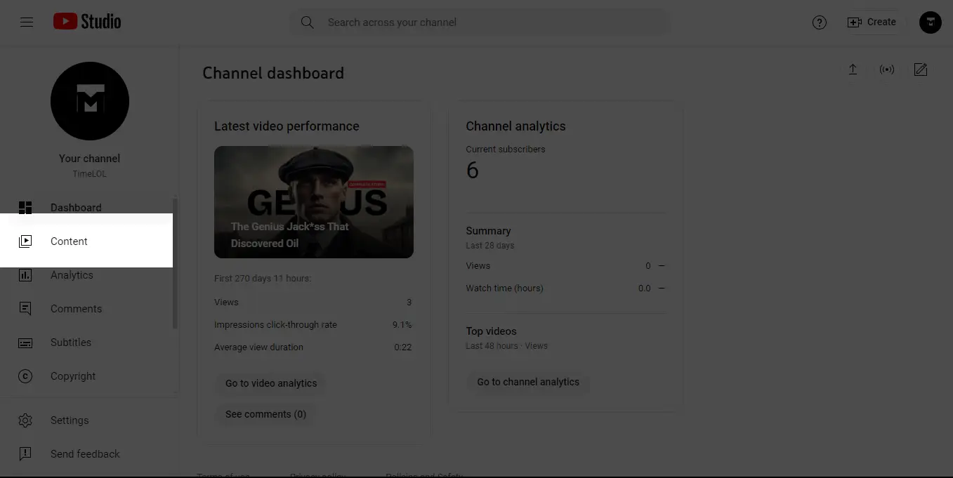 content-on-youtube-studio