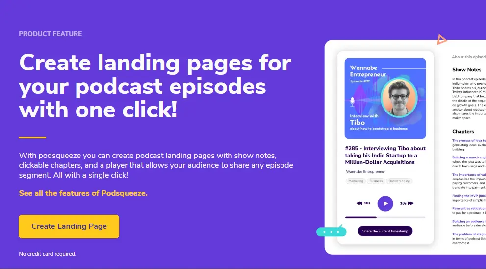 create a podcast landing page