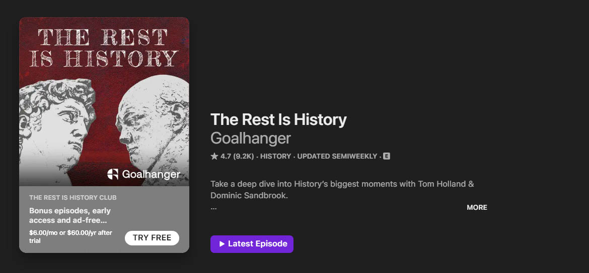 "The rest is history" podcast cover