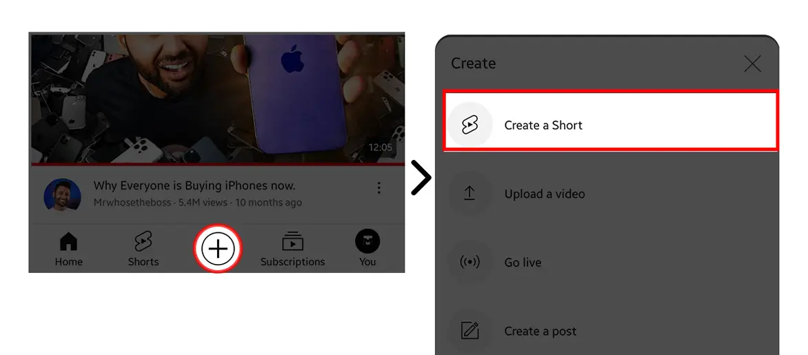add short button on youtube app