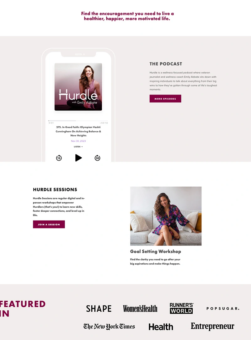 Hurdle Podcast landing page
