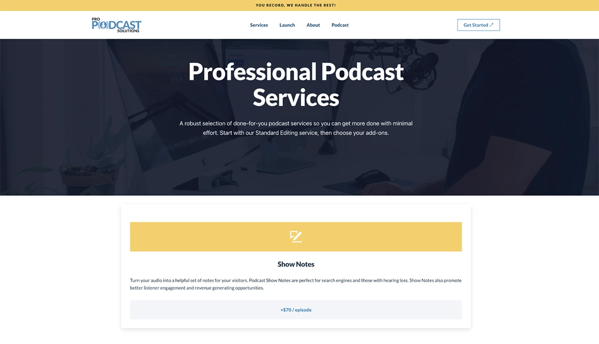 Podcast agency podcast show notes service