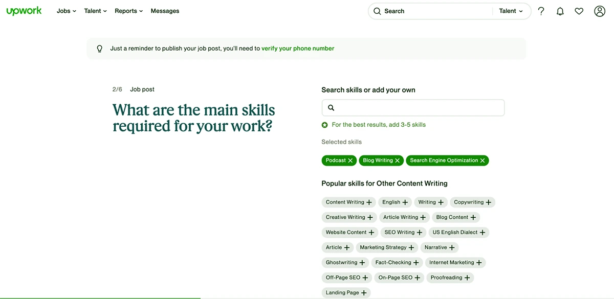 Sign up to upwork and post your podcasting job required skills