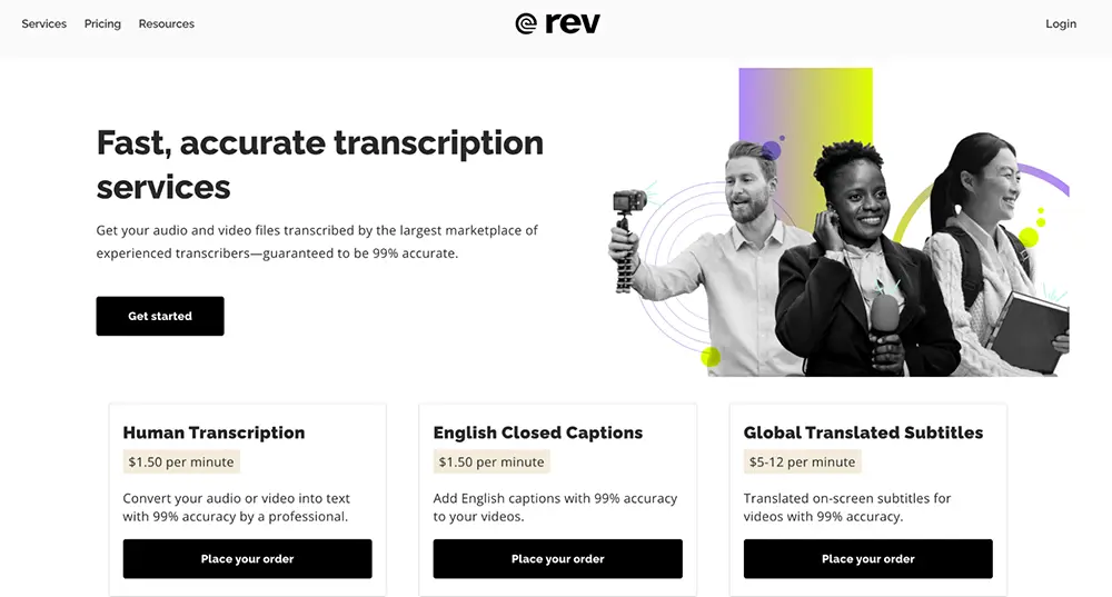 rev transcription service website