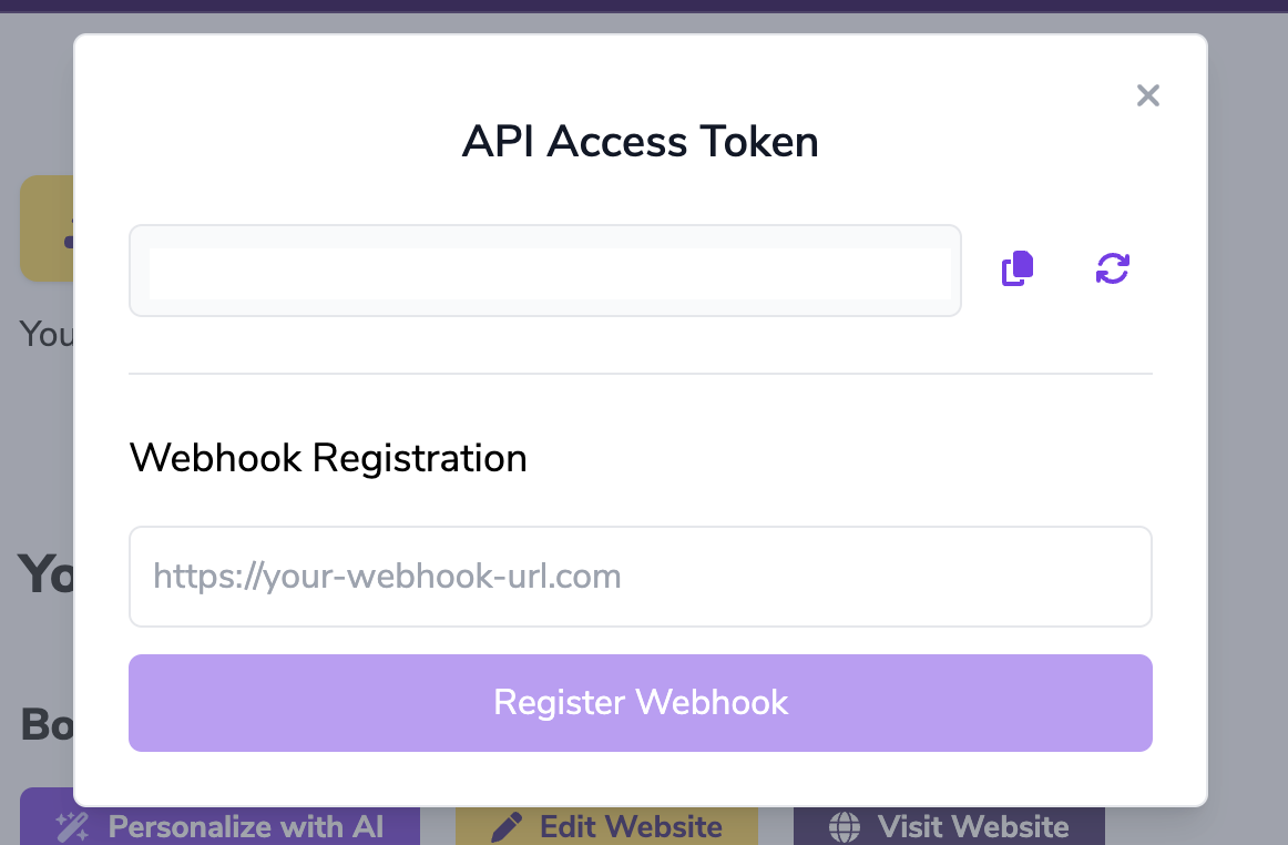 API Access Token Interface